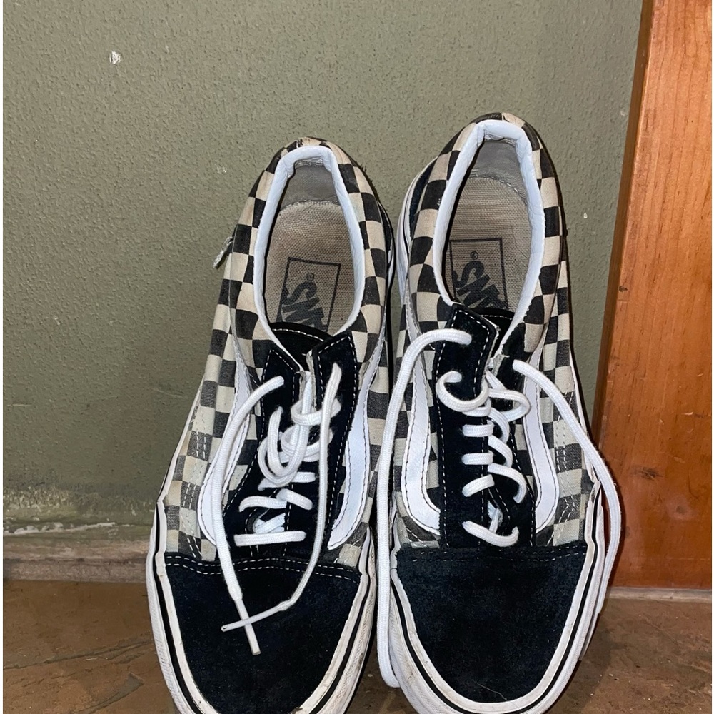pretty worn but great little checkered van shoes